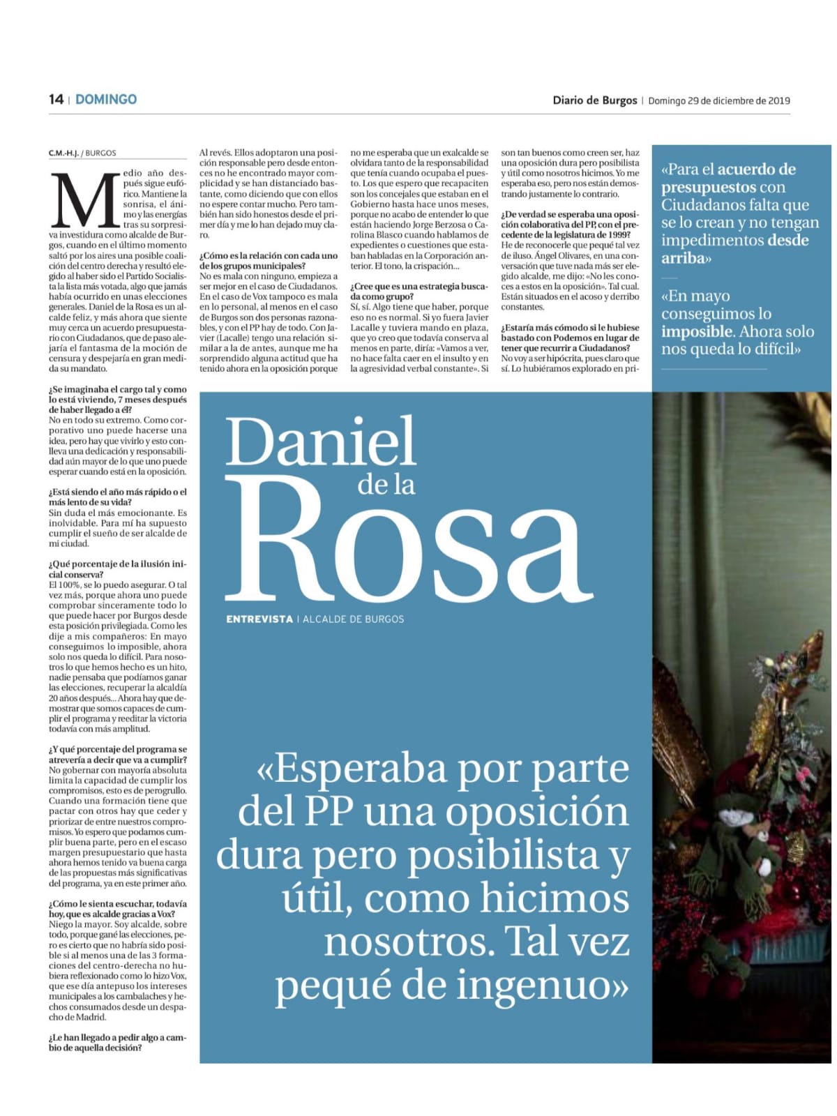 Entrevista a Daniel de la Rosa, alcalde de Burgos, en Diario de Burgos